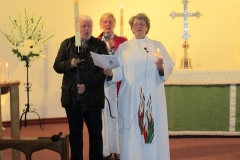 Churchwardens Brian Walter, Jackie-Drake Smith, and the Rev'd Stefanie Hodges at the special jubilee service.